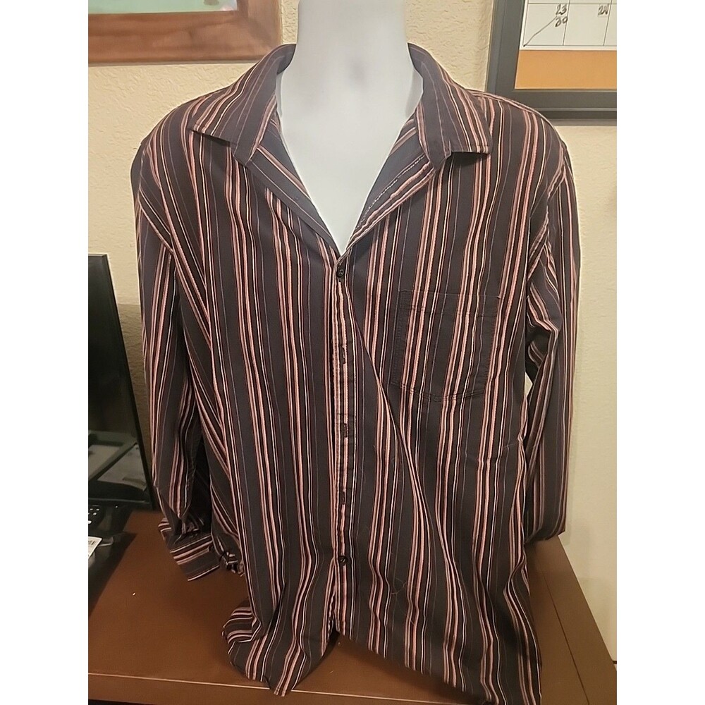 Alfani Mens XXL Black Striped Shirt Long Sleeve Button Up Casual Dress Size 2XL